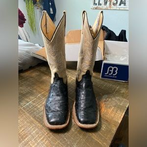 Men’s Anderson Bean Black Lux Full Quill Ostrich Boots size 9D